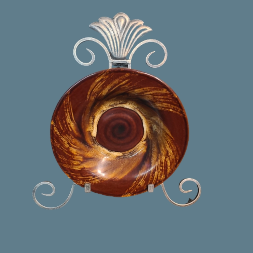 *Sakura Vintage Tortoise Shell Stoneware Set of 4 Soup/Salad Plates.  SET of 4